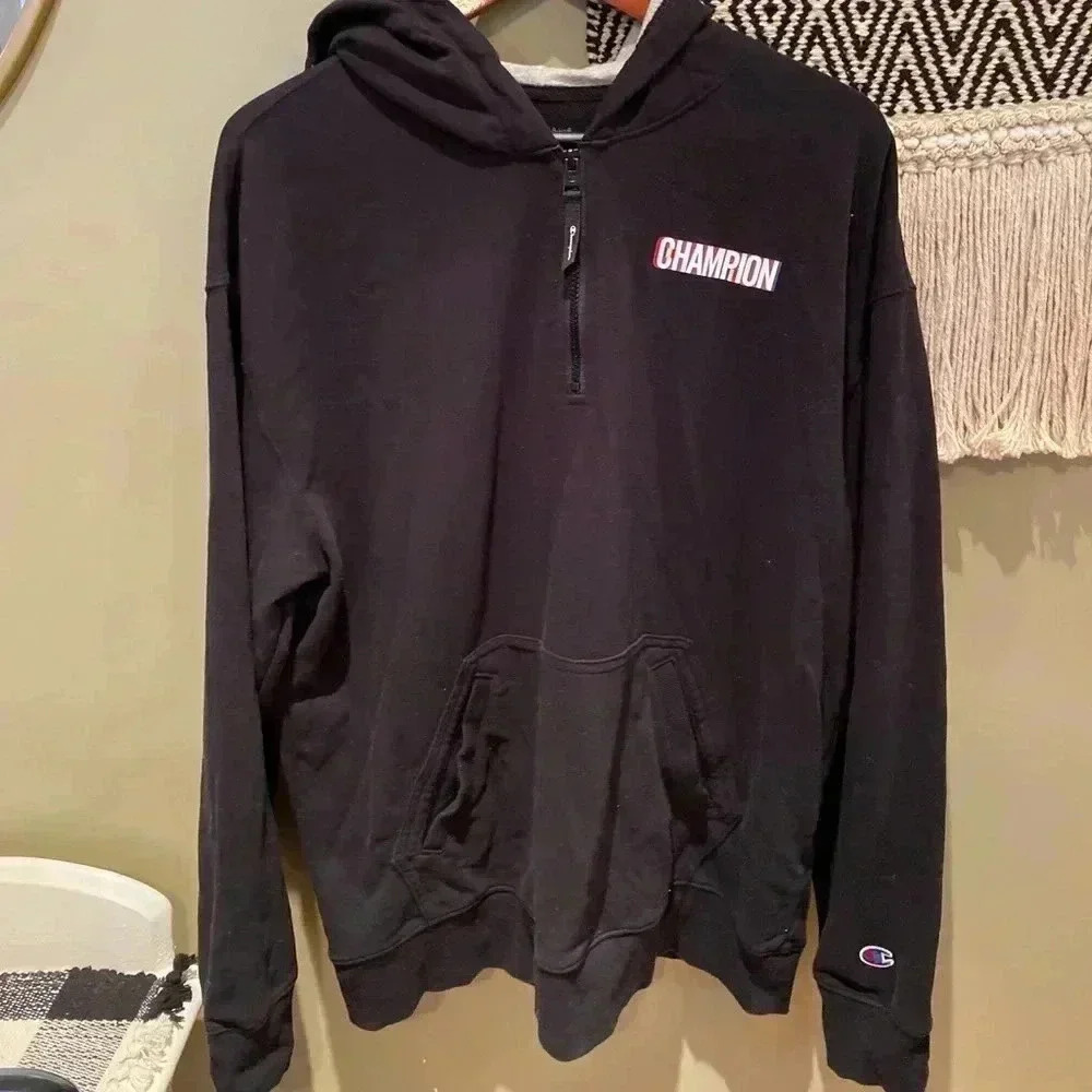 CHAMPION MENS PULLOVER QUARTER ZIP HOODIE SIZE L
